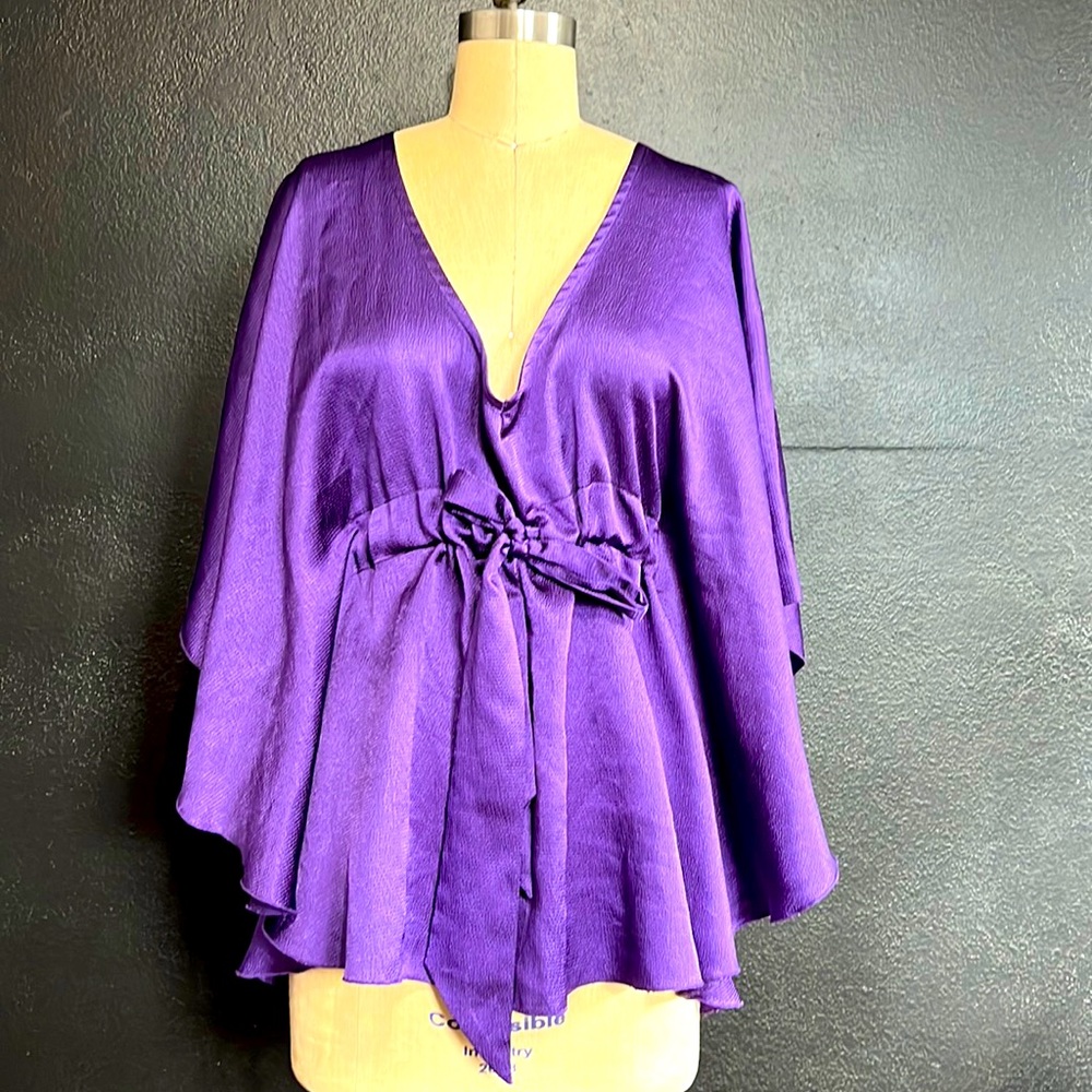 Gorgeous Purple Boho Blouse with Kimono style sleeve Size OS